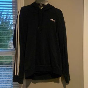 adidas sweatshirt, comfy, black and white, stripes on the sleeves, girl or boys